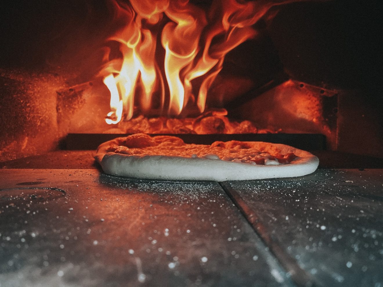 fire in brown wooden table